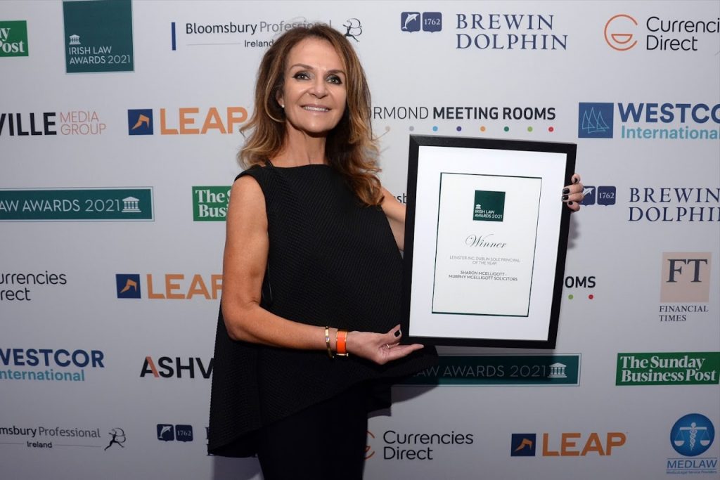 Sharon McElligott Winner of Irish Law Awards 2021 Sole Practitioner of the Year for the Leinster Region